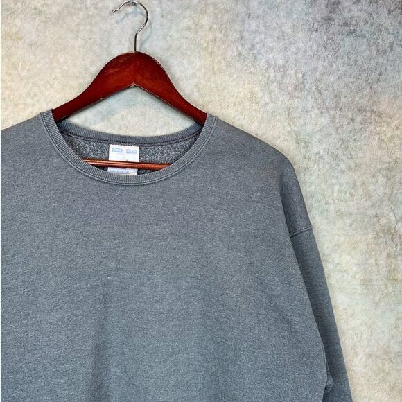 Vintage 90s Jerzees Blank Sweatshirt Mens Sz L Dark Gray Pullover Round Neck - Picture 4 of 9